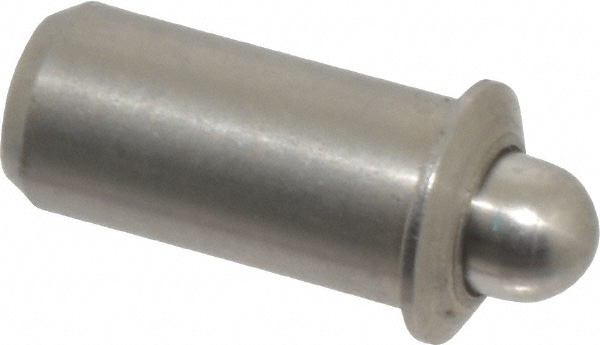 0.521" Body Len x 1/4" Body Diam, 0.168" Plunger Diam, 2.5 Lb Init to 6 Lb Final End Force, 0.521" Len Under Flange, Stainless Steel Press Fit Spring Plunger