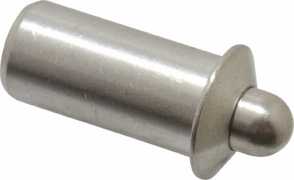 0.786" Body Len x 3/8" Body Diam, 0.234" Plunger Diam, 5 Lb Init to 14 Lb Final End Force, 0.786" Len Under Flange, Stainless Steel Press Fit Spring Plunger