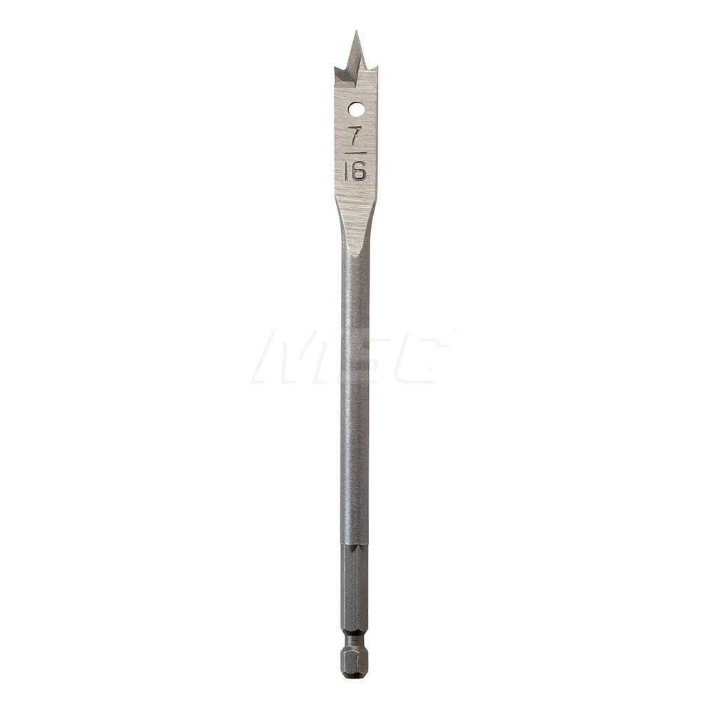 7/16", 1/4" Straight Shank, Bright Finish, Carbon Steel, Spade Blade Drill Bit