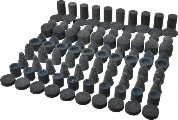 Grier Abrasives KIT-1/4-BLUE100 100 Piece Aluminum Oxide Vitrified Mounted Stone Abrasive Point Set 