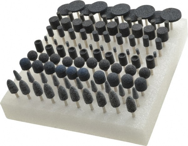 100 Piece Aluminum Oxide Vitrified Mounted Stone Abrasive Point Set