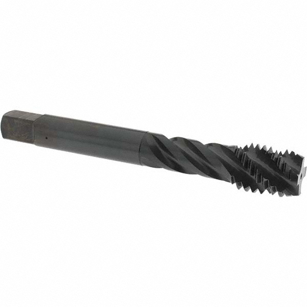 Spiral Flute Tap: 5/8-11, UNC, 4 Flute, Modified Bottoming Chamfer, 2B Class of Fit, Vanadium High-Speed Steel, Oxide Finish