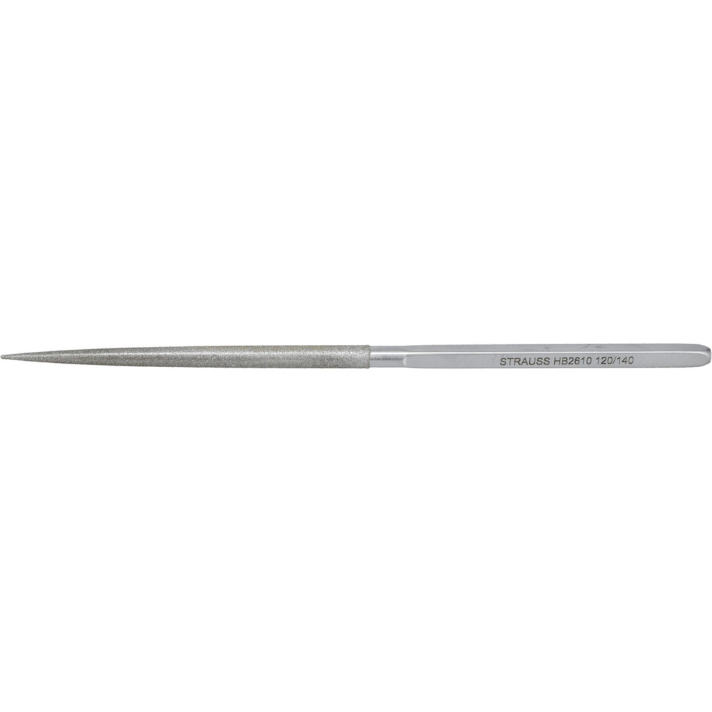 Strauss Round Needle Diamond File: 8-1/2" OAL, Medium Grade - 1/4" Dia, 1/4" Thick, 4-3/8" LOC, 126 Grit | Part #HB2610 D126