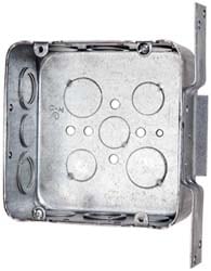 Cooper Crouse-Hinds TP557 Electrical Outlet Box: Steel, Square, 4-11/16" OAH, 4-11/16" OAW, 2-1/8" OAD, 1 Gang 