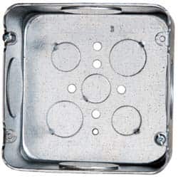 Cooper Crouse-Hinds TP562 Electrical Outlet Box: Steel, Square, 4-11/16" OAH, 4-11/16" OAW, 2-1/8" OAD, 1 Gang 