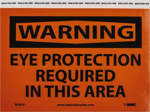 Sign: Rectangle, "Warning - Eye Protection Required in This Area"