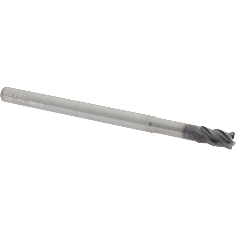 SGS 36450 Corner Radius End Mill: 1/4" Dia, 1/2" LOC, 0.02" Radius, 4 Flutes, Solid Carbide Image