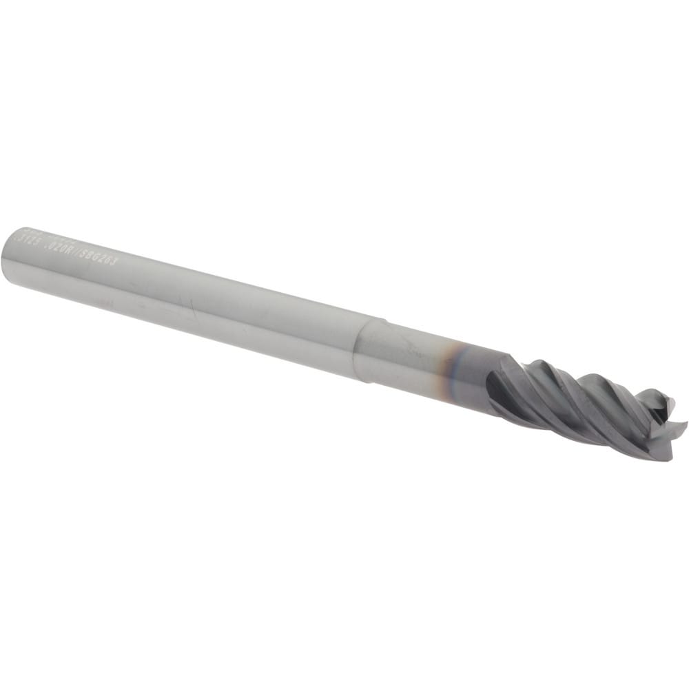 SGS 36452 Corner Radius End Mill: 5/16" Dia, 13/16" LOC, 0.02" Radius, 4 Flutes, Solid Carbide Image