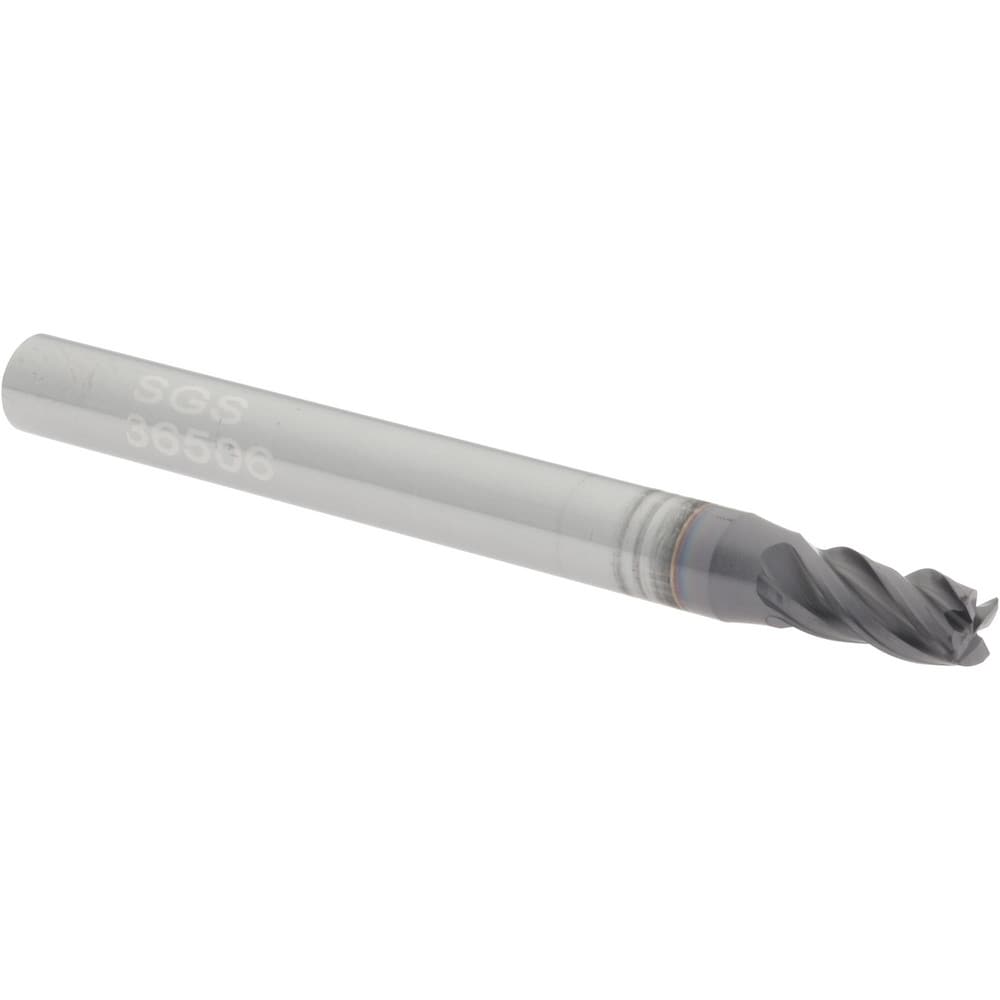 SGS 36506 Corner Radius End Mill: 0.1563" Dia, 5/16" LOC, 0.01 to 0.015" Radius, 4 Flutes, Solid Carbide Image