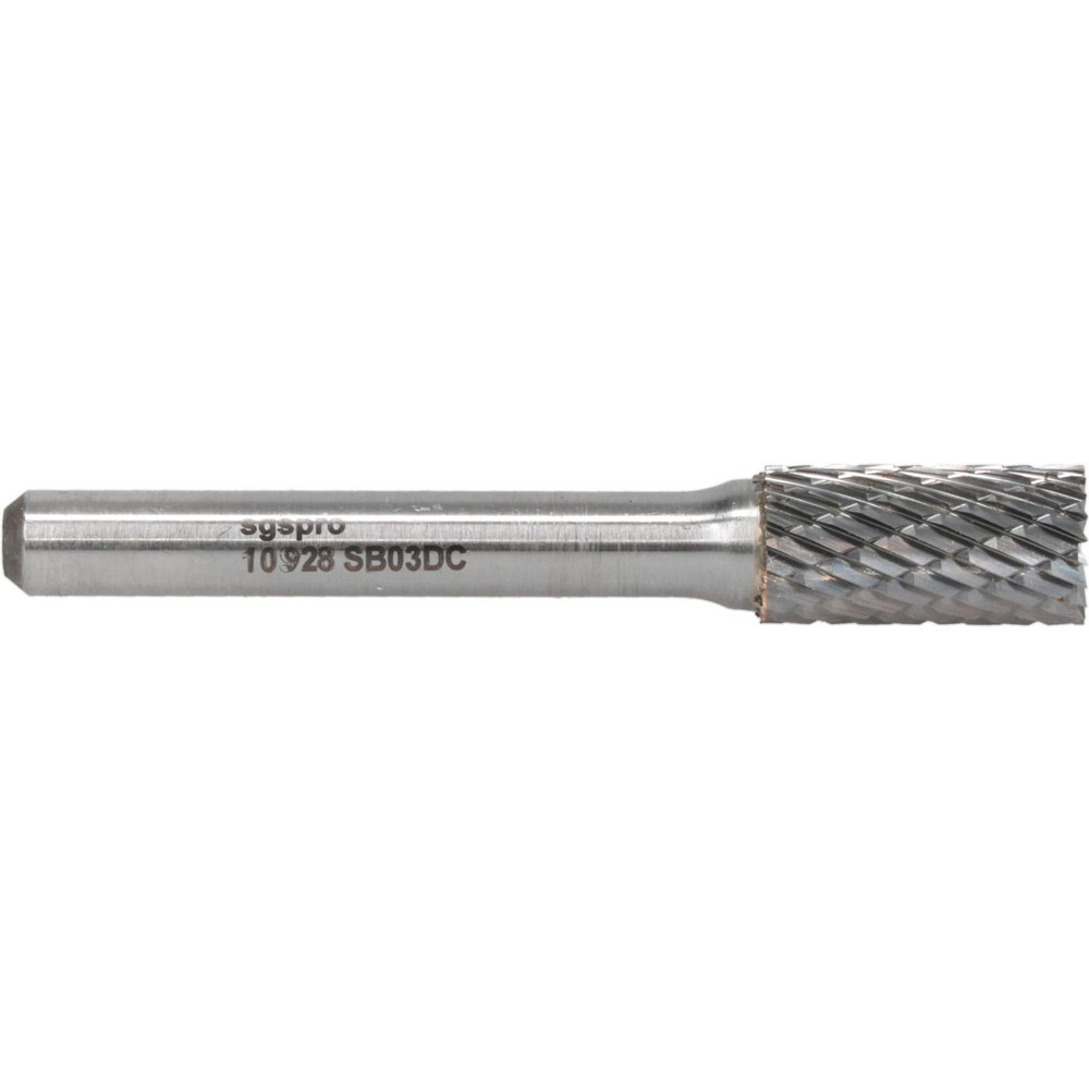 Abrasive Burr: SB-3, 3/8" Cut Dia, Cylinder With End Cut, Double Cut - 1/4" Shank Dia, 3/4" LOC, 2-1/2" OAL