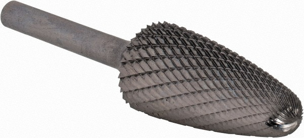 Abrasive Burr: SF-15, 3/4" Cut Dia, Ball Nose Tree, Double Cut - 1/4" Shank Dia, 1-1/4" LOC, 3-1/4" OAL