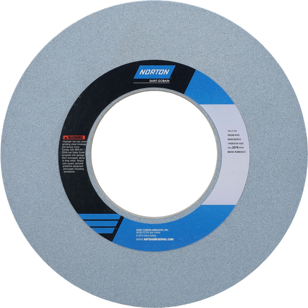 Surface Grinding Wheel: 12" Dia, 1" Thick, 5" Hole, 60 Grit, K Hardness