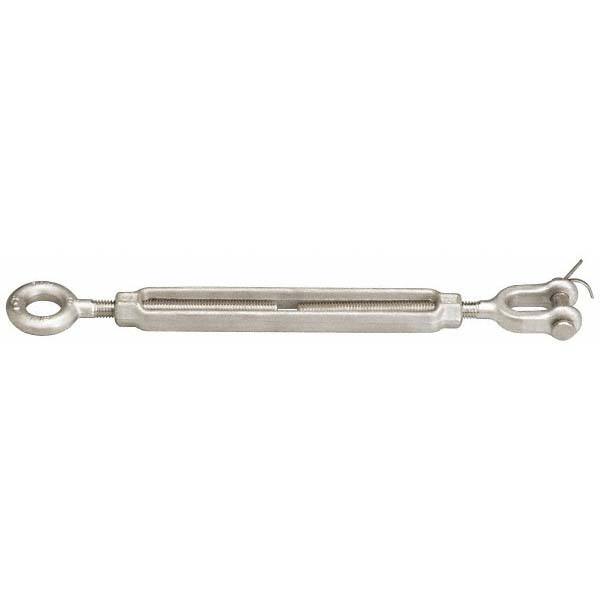 3,500 Lb Load Limit, 5/8" Thread Diam, 6" Take Up, Stainless Steel Jaw & Eye Turnbuckle