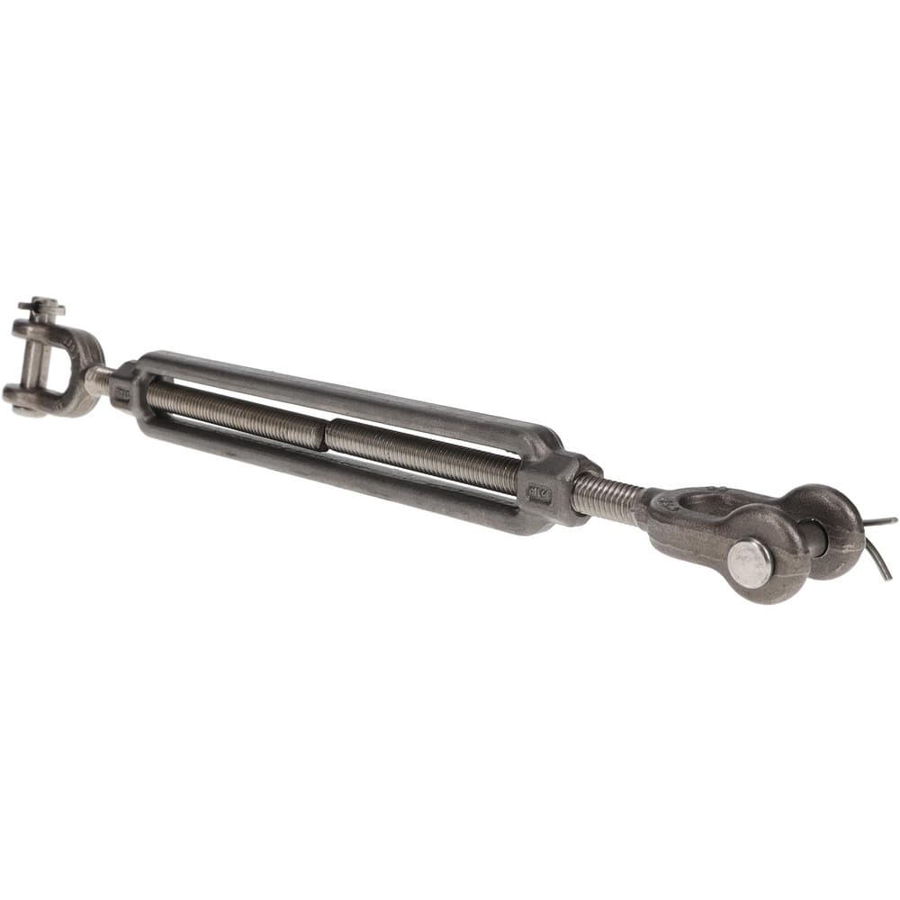 1,200 Lb Load Limit, 3/8" Thread Diam, 6" Take Up, Stainless Steel Jaw & Jaw Turnbuckle