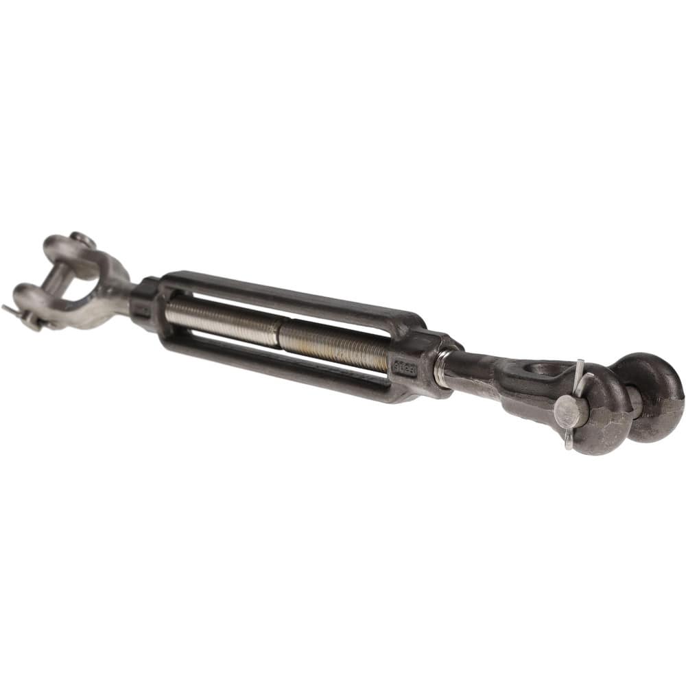 3,500 Lb Load Limit, 5/8" Thread Diam, 6" Take Up, Stainless Steel Jaw & Jaw Turnbuckle