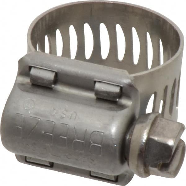 Worm Gear Clamp: SAE 6, 7/16 to 25/32" Dia, Stainless Steel Band