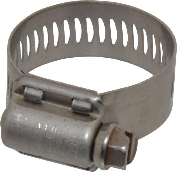 Worm Gear Clamp: SAE 12, 11/16 to 1-1/4" Dia, Stainless Steel Band