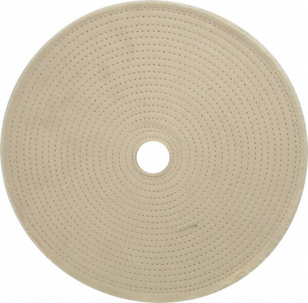 Unmounted Spiral Sewn Buffing Wheel: 12" Dia, 1/4" Thick, 1-1/4" Arbor Hole Dia