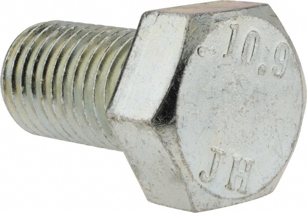 Hex Head Cap Screw: M20 x 2.50 x 35 mm, Grade 10.9 Steel, Zinc-Plated