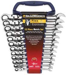 Ratcheting Combination Wrench Set: 12 Pc, 10 mm 11 mm 12 mm 13 mm 14 mm 15 mm 16 mm 17 mm 18 mm 19 mm 8 mm & 9 mm Wrench, Metric