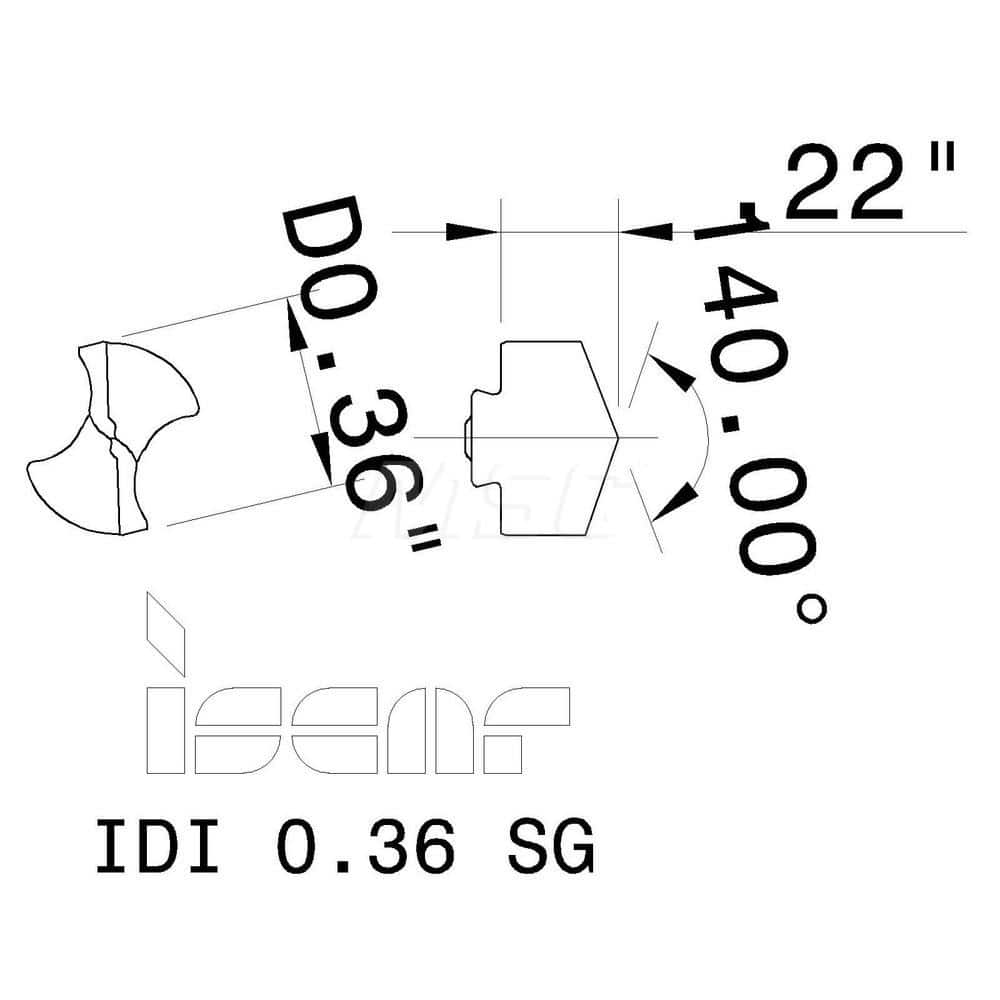 Iscar - Replaceable Drill Tip: IDI 0358-SG IC908, 0.3580″/9.00 mm