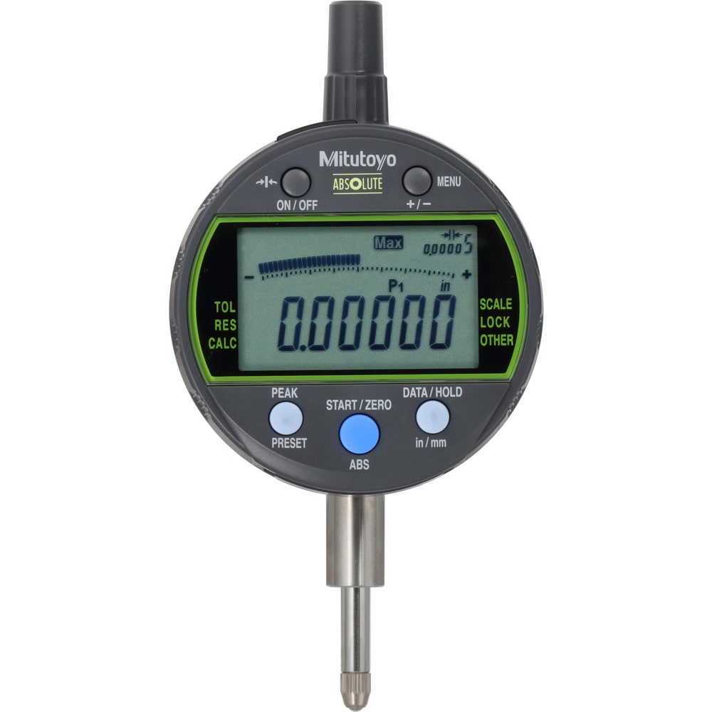 Electronic Drop Indicator: 0.00 mm Min, 12.70 mm Max, 0.003 Accuracy, Flat Back, 59.40 mm Dial