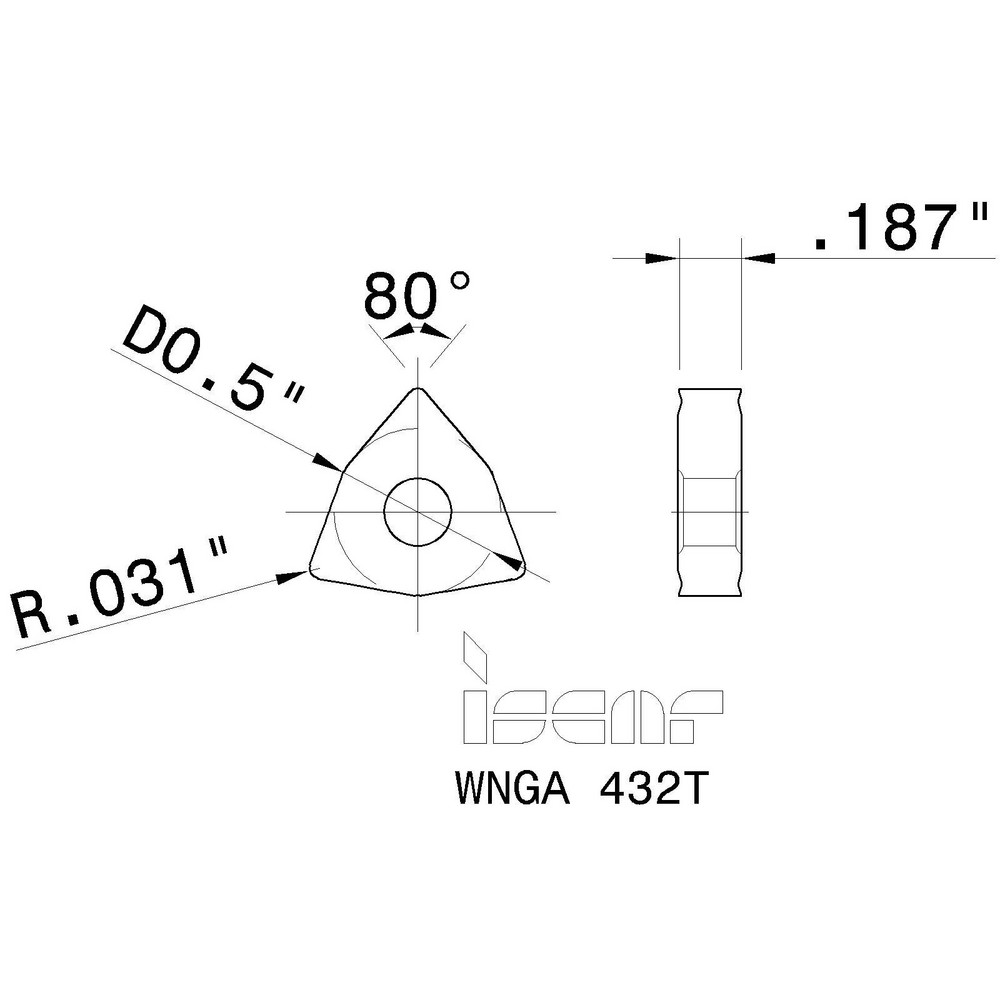 Iscar Turning Insert WNGA 432T IS8, Ceramic MSC Direct