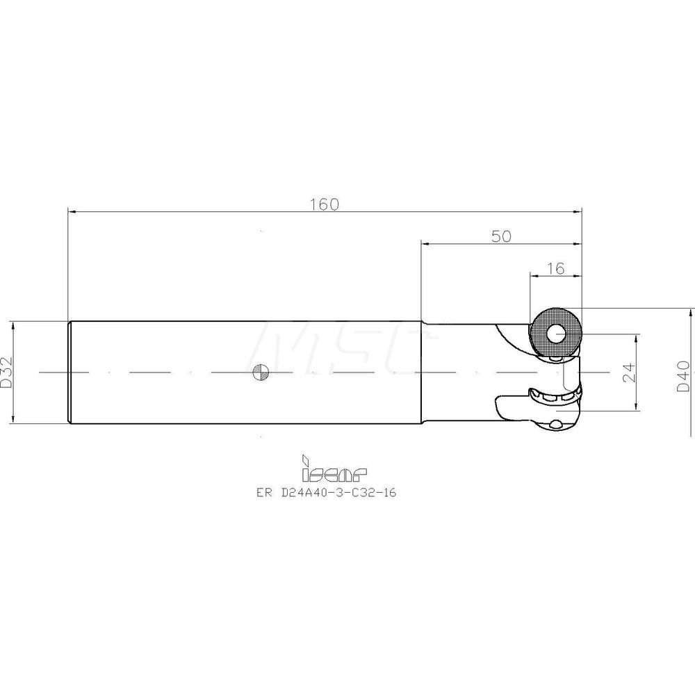 Iscar Indexable Copy End Mill 24 to 40 mm Cut Dia, 16 mm Max Depth