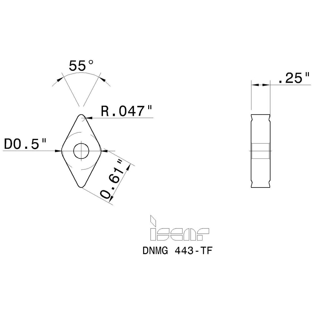 Iscar - Turning Insert: DNMG 443-TF IC907, Carbide | MSC Industrial ...