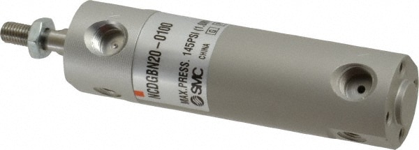 SMC PNEUMATICS NCDGBN20-0100 Double Acting Rodless Air Cylinder: 3/4" Bore, 1" Stroke, 140 psi Max, 1/8 NPT Port, Basic Mount Image