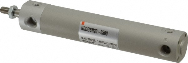 SMC PNEUMATICS NCDGBN20-0300 Double Acting Rodless Air Cylinder: 3/4" Bore, 3" Stroke, 140 psi Max, 1/8 NPT Port, Basic Mount Image