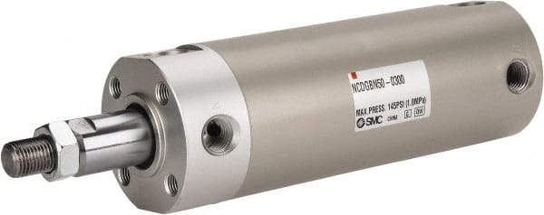 SMC PNEUMATICS NCDGBN50-0300 Double Acting Rodless Air Cylinder: 2" Bore, 3" Stroke, 140 psi Max, 1/4 NPT Port, Basic Mount 