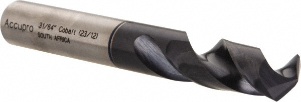 Accupro 1BS1229-AC Screw Machine Length Drill Bit: 0.4844" Dia, 120 °, Cobalt 