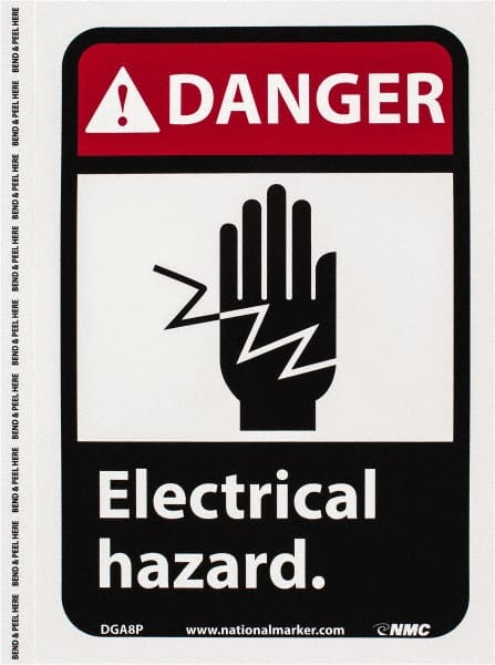 Accident Prevention Sign: Rectangle, "Danger, Electrical hazard."