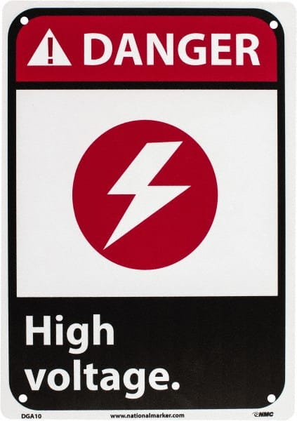 Accident Prevention Sign: Rectangle, "Danger, HIGH VOLTAGE"