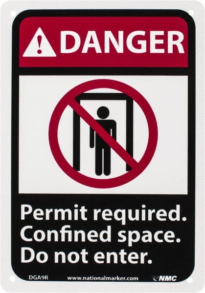 Sign: Rectangle, "Danger - Permit Required - Confined Space - Do Not Enter"