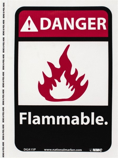 Danger - Flammable, Pressure Sensitive Vinyl Fire Sign