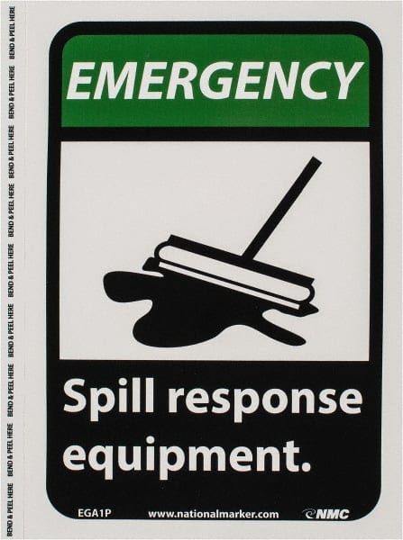 Accident Prevention Sign: Rectangle, "SPILL RESPONSE EQUIPMENT"