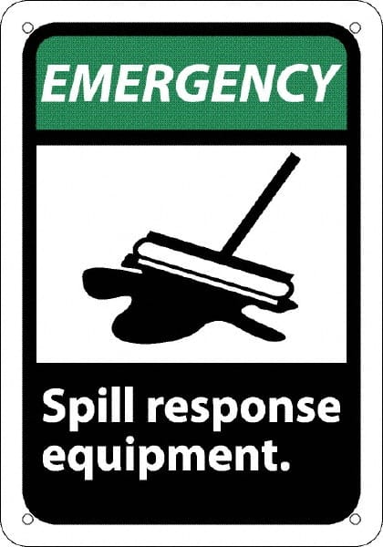 Accident Prevention Sign: Rectangle, "SPILL RESPONSE EQUIPMENT"