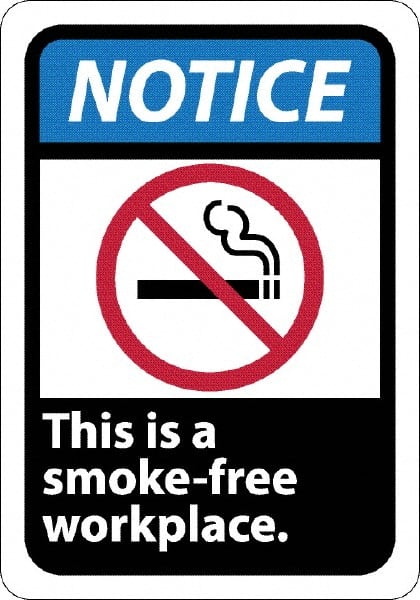 Security & Admittance Sign: Rectangle, "Notice, THIS IS A SMOKE-FREE WORKPLACE"
