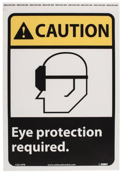 Accident Prevention Sign: Rectangle, "Caution, EYE PROTECTION REQUIRED"