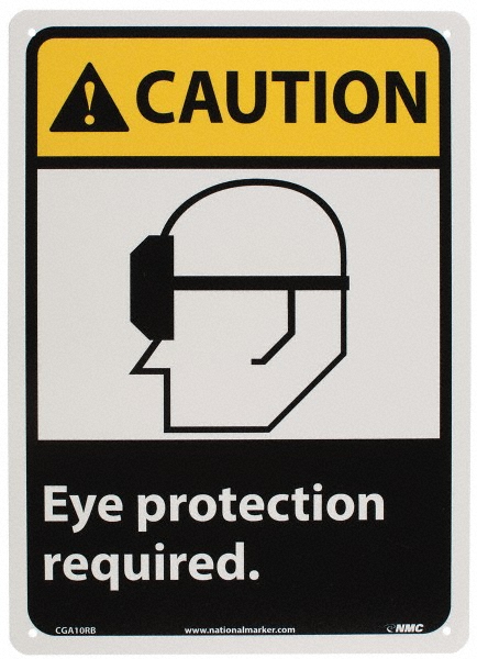 Sign: Rectangle, "Caution - Eye Protection Required"