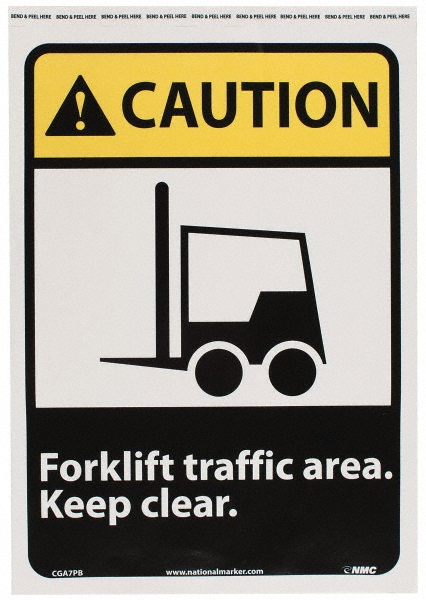 Accident Prevention Sign: Rectangle, "Caution, Forklift traffic area keep clear."