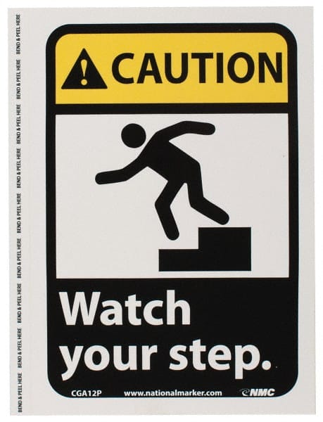 Caution mind the step safety sign 