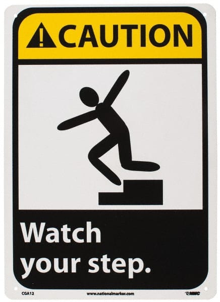 Sign: Rectangle, "Caution - Watch Your Step"