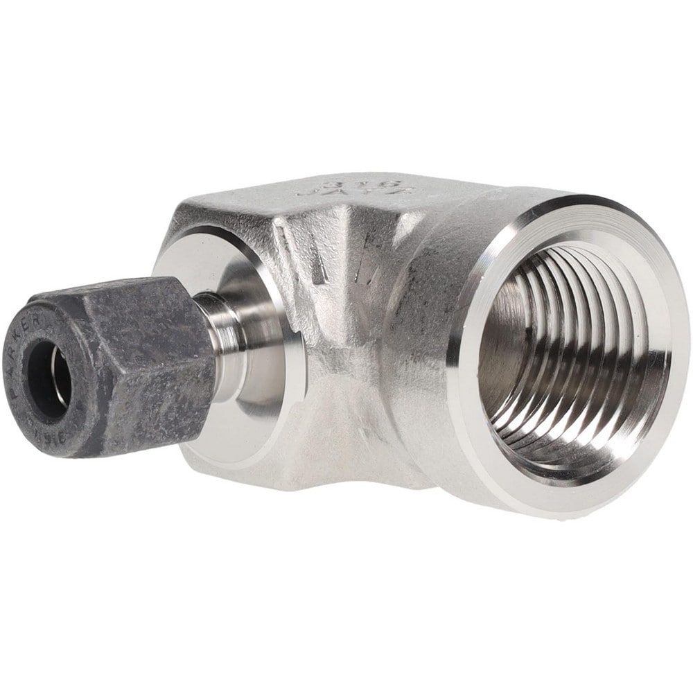 Compression Tube Female Elbow: 1/2" Thread, Compression x FNPT