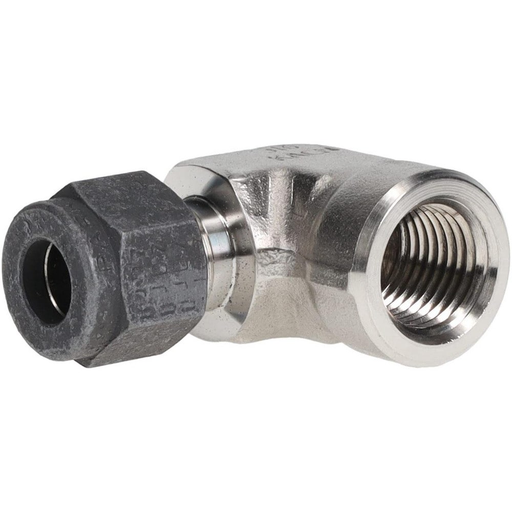 Compression Tube Female Elbow: 1/4" Thread, Compression x FNPT