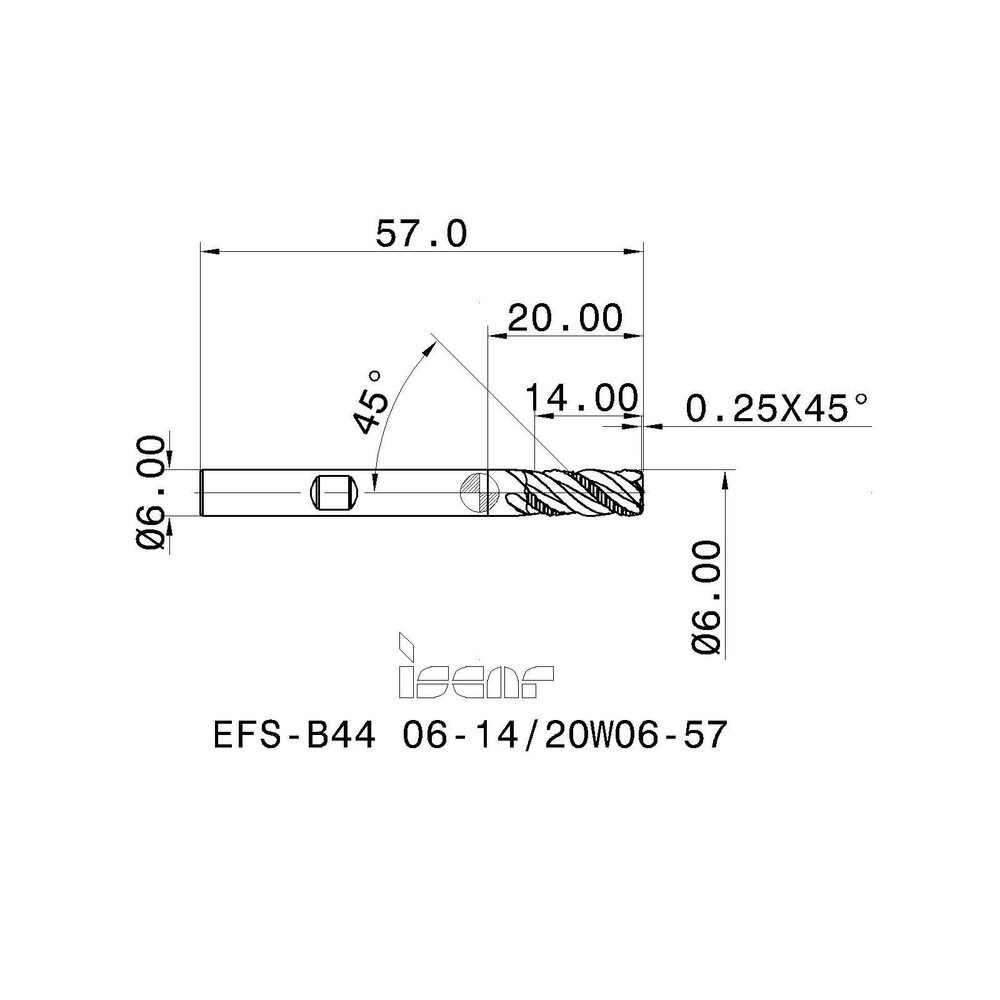 Iscar 6mm Diam 4 Flute 45° Solid Carbide 00098 Chamfer Length Corner Chamfer Roughing