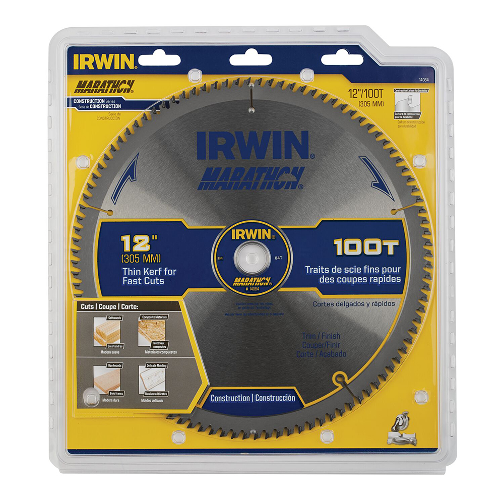 Irwin Wet & Dry Cut Saw Blade 12" Dia, 1" Arbor Hole, 0.095" Kerf