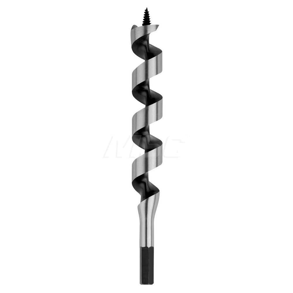 1-1/8", 7/16" Diam Straight Shank, 7-1/2" Overall Length with 4-1/2" Twist, Solid Center Auger Bit